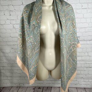 Jim Renoir Peach Purple Green Paisley Square Scarf Signature Pastel 23x23